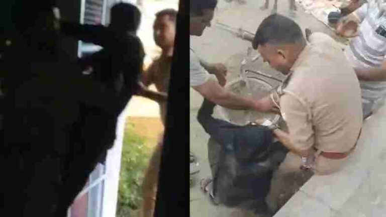 Bulandshahr Viral video of the police beating a youth by Ramghat Police Station