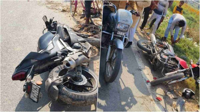 Bijnor road accident, bike collision, injured people