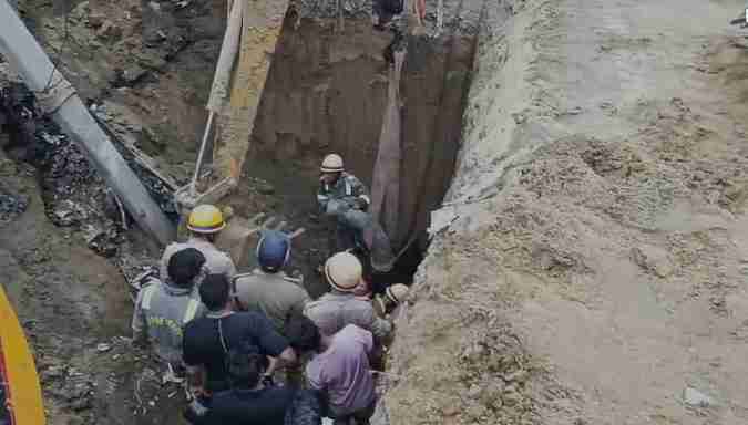 Hapur Garhmukteshwar gas pipeline construction site,