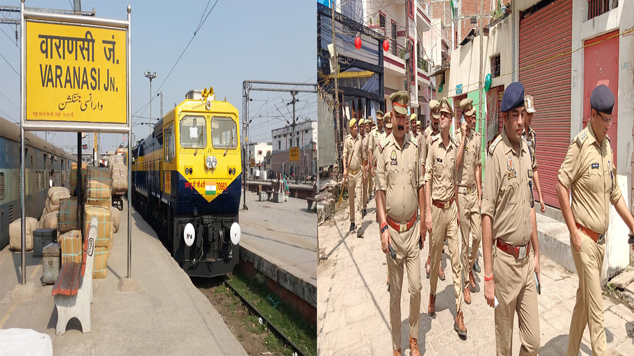 Varansi Cantt. Me Jumme Ki Namaj Se Pehle Shanti Vyawstha Banaye Rakhne Ke Liye Police Ne Nikala Flag March